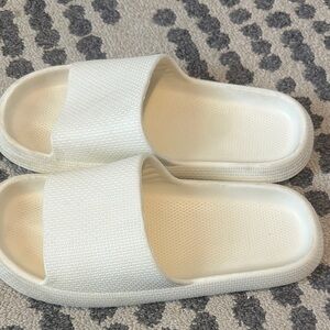 White Slide Sandals